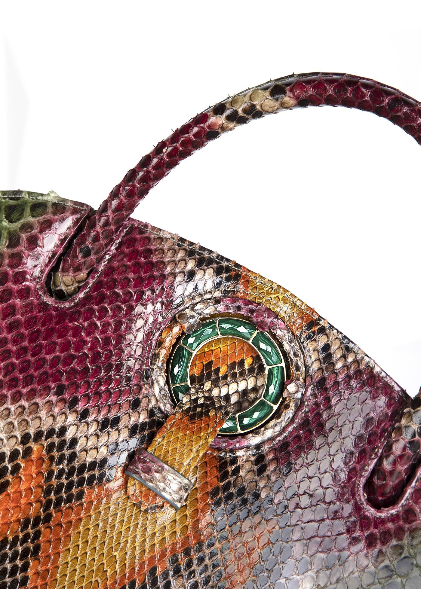 Detail of Malachite  Grommet on Darby Scott Annette Handbag