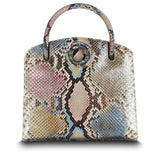 Pastel Python Jeweled Handbag, Annette Top Handle Tote with Labradorite Gemstones- Darby Scott