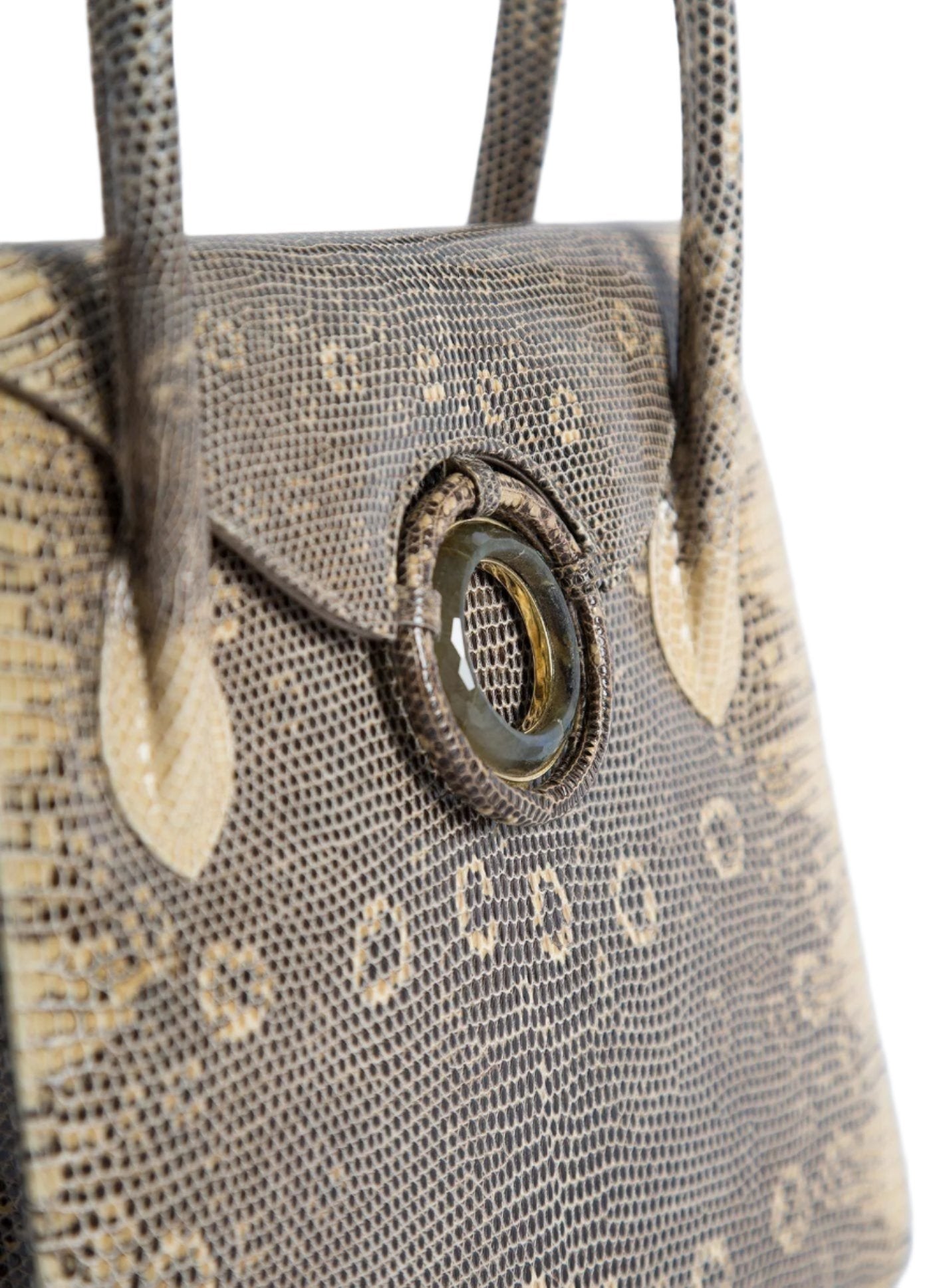 Detail of Labradorite Grommet on Cafe Ring Lizard Tote  - Darby Scott