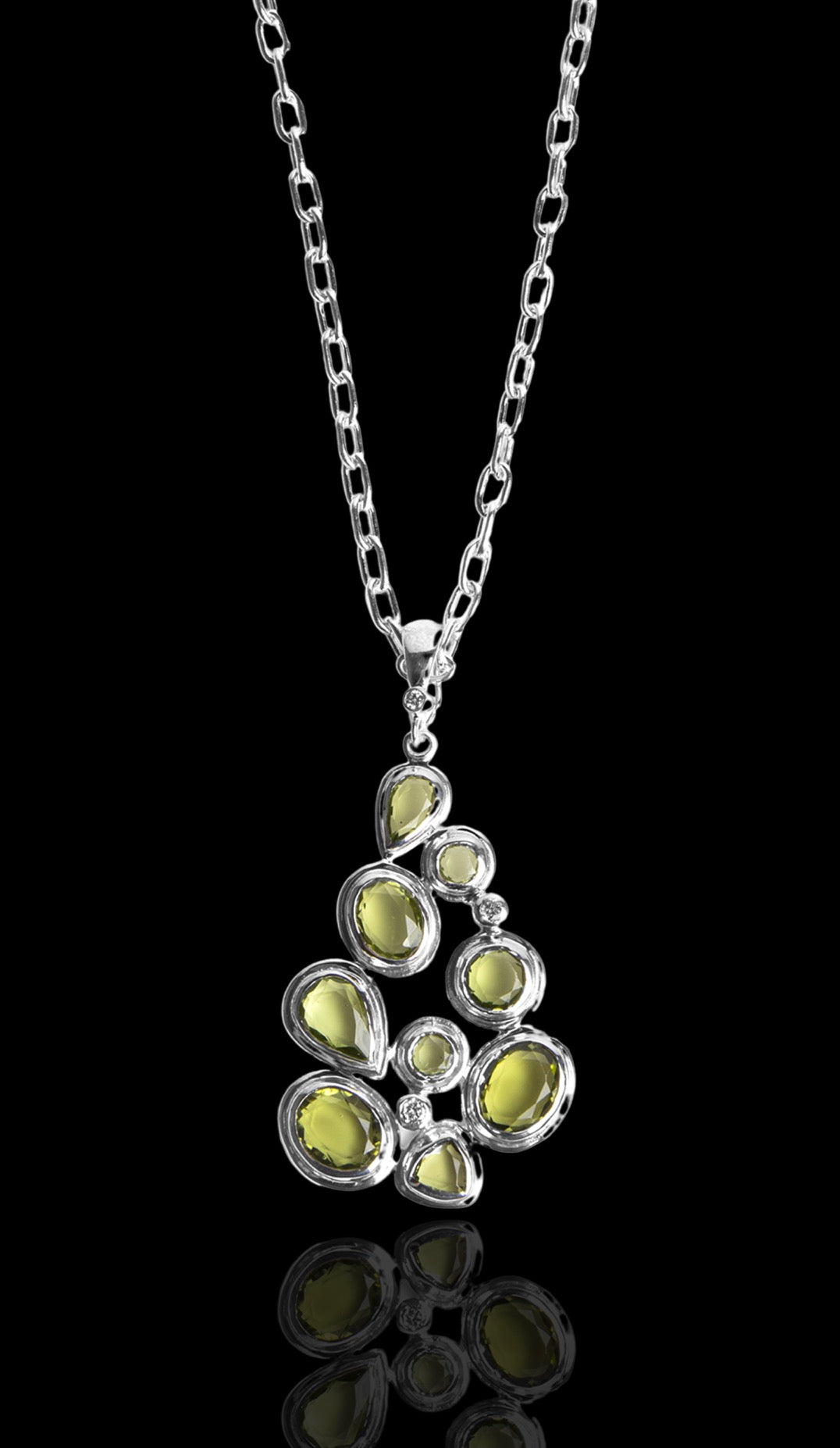 Peridot & Diamond Sterling Silver Large Mosaic Pendant - Darby Scott