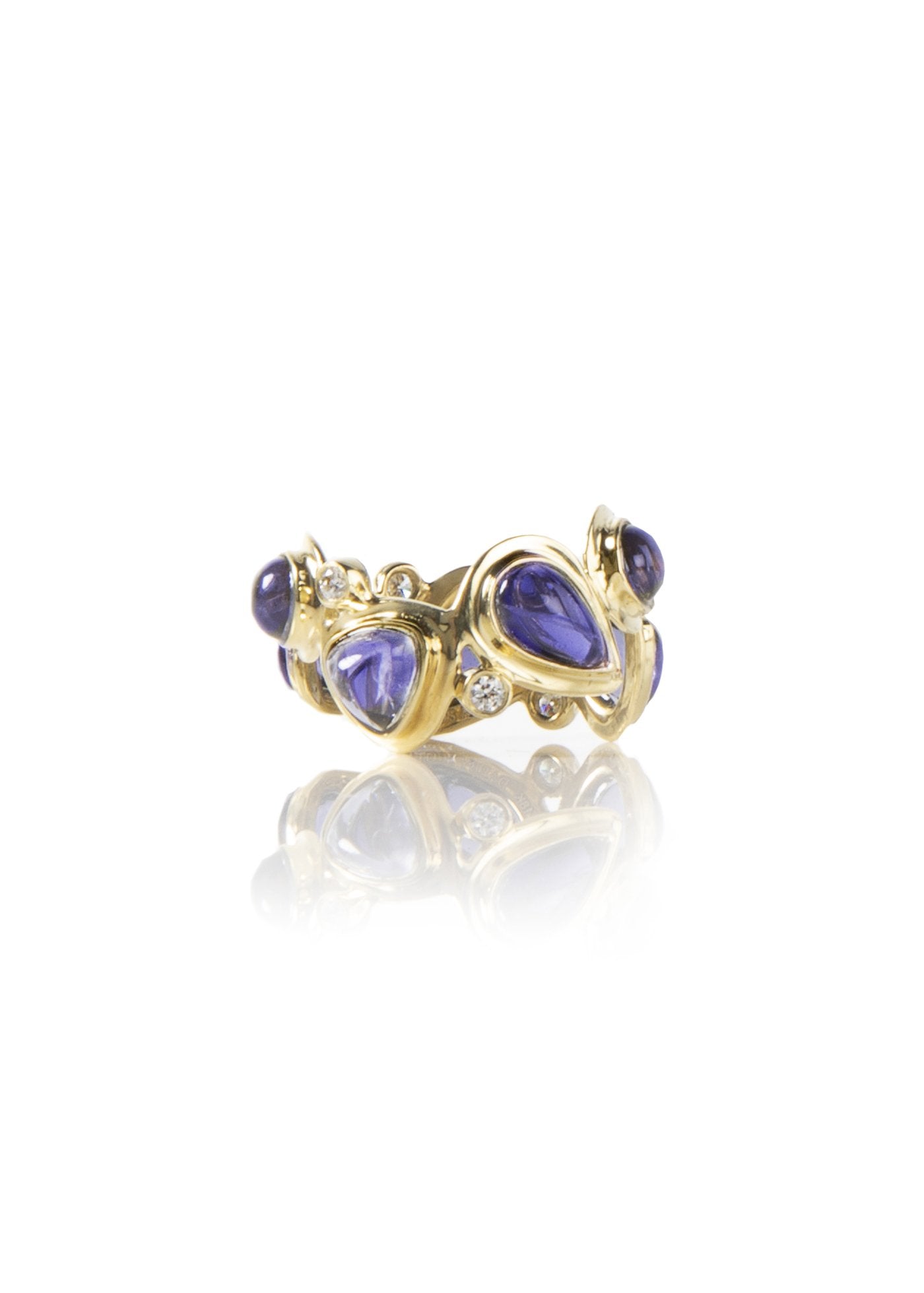 Iolite & Diamond Mosaic 18K Yellow Gold Band - Darby Scott