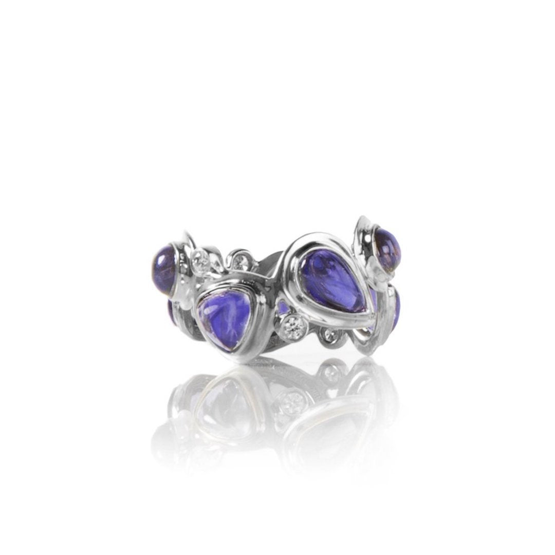 Iolite & Diamond Mosaic Sterling Silver Band - Darby Scott