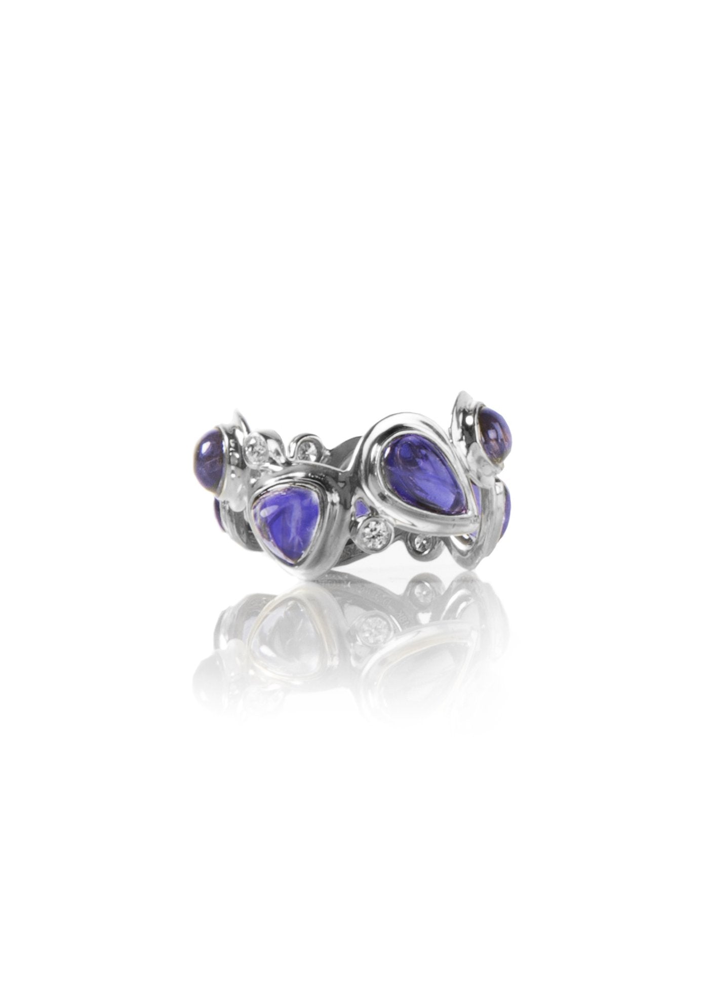 Iolite & Diamond Mosaic Sterling Silver Band - Darby Scott