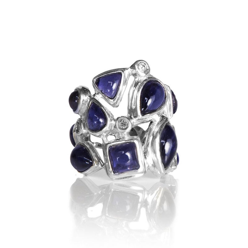 Iolite & Diamond Mosaic Sterling Silver Cocktail Ring - Darby Scott