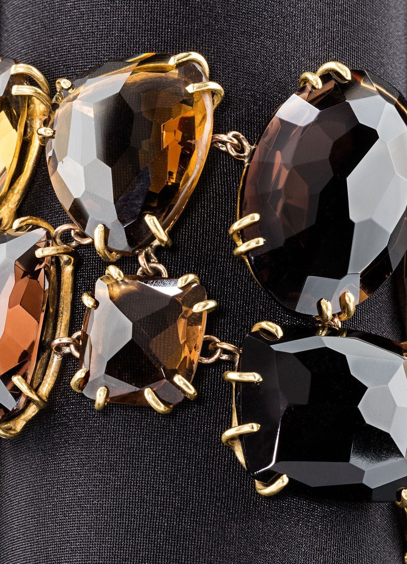 Detail view of prong set Smokey Topaz Gemstone Bracelet - Darby Scott