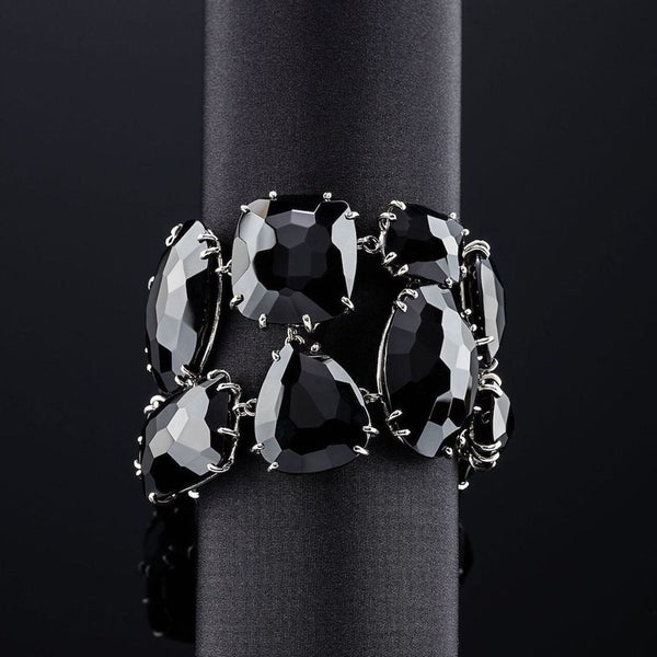 Black Onyx Cabochon Bracelet shown on black form - Darby Scott