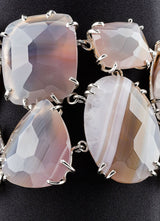 Detail view Grey Agate Cabochons with white gold-plated settings - Darby Scott