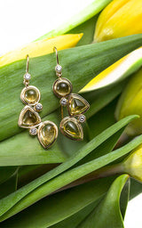 Citrine & Diamond Mosaic Earrings with Tulips - Darby Scott