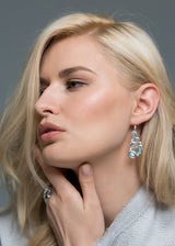 Model in Labradorite & diamond 5 stone mosaic sterling earrings - Darby Scott