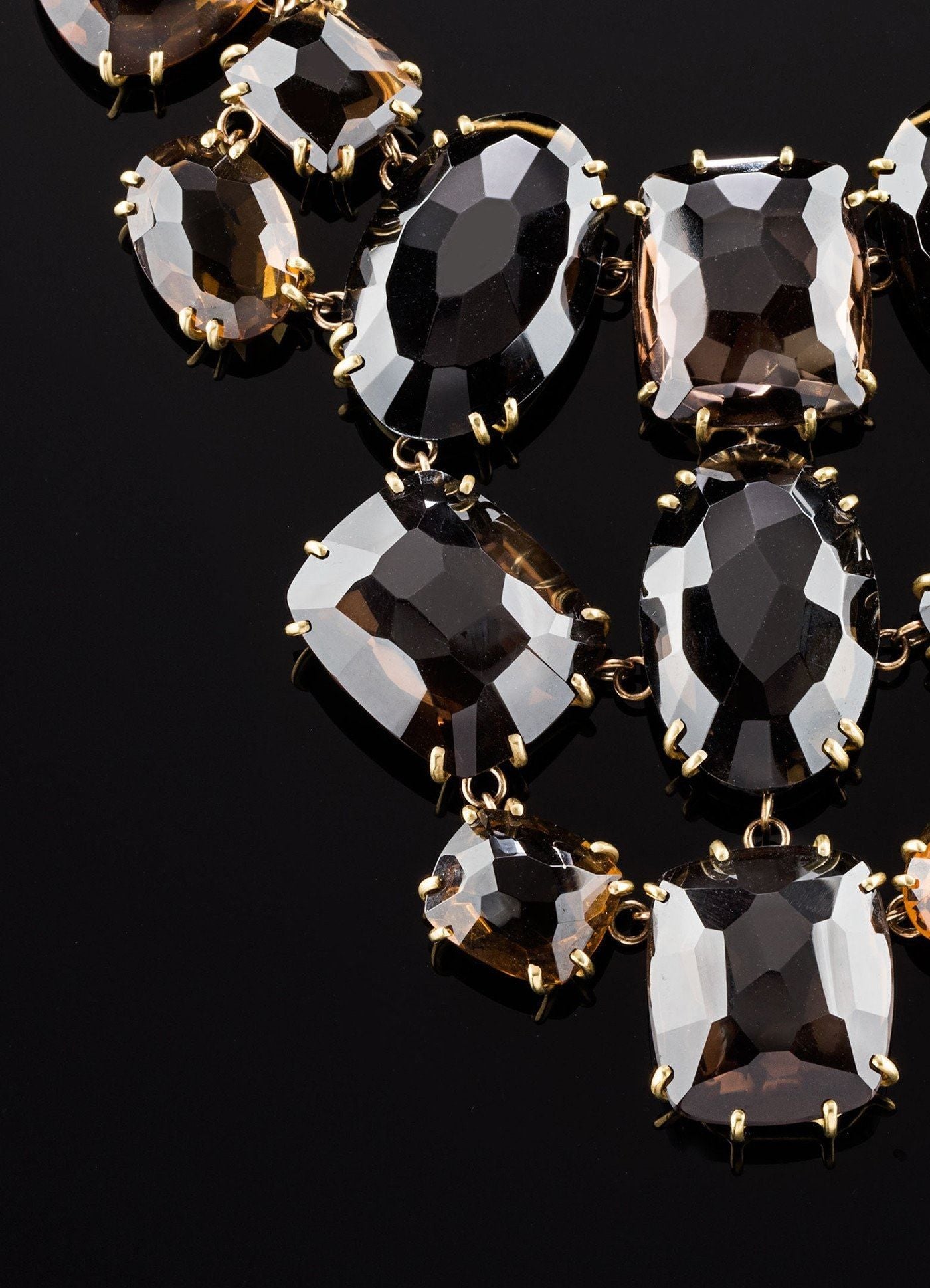 Detail of Smokey Topaz Bib Necklace - Darby Scott