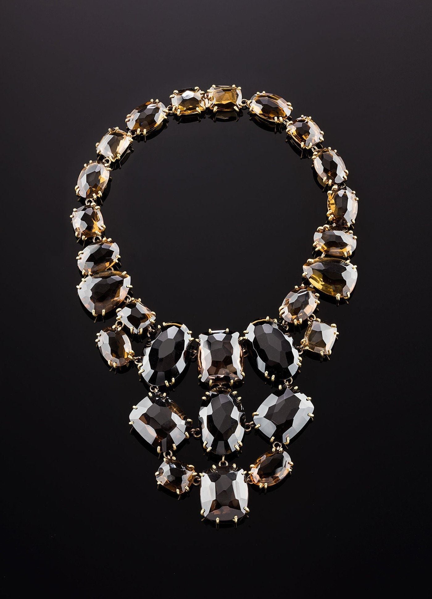 Smokey Topaz Bib Necklace with hidden clasp - Darby Scott