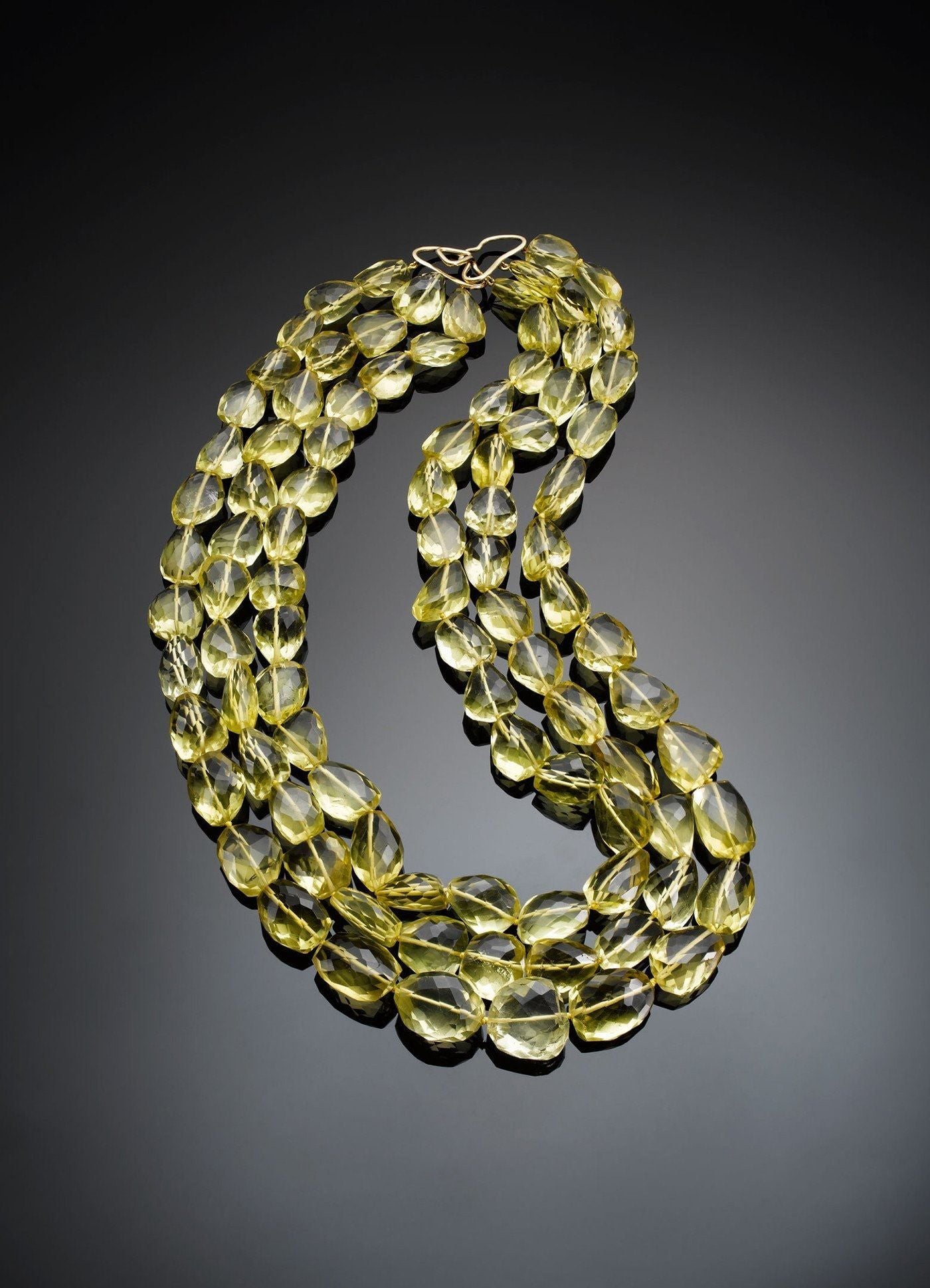 3 strand Citrine Necklace and 18K yellow gold butterfly clasp - Darby Scott