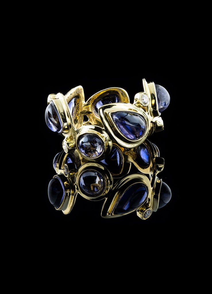 Iolite & Diamond gemstone Mosaic ring - Darby Scott