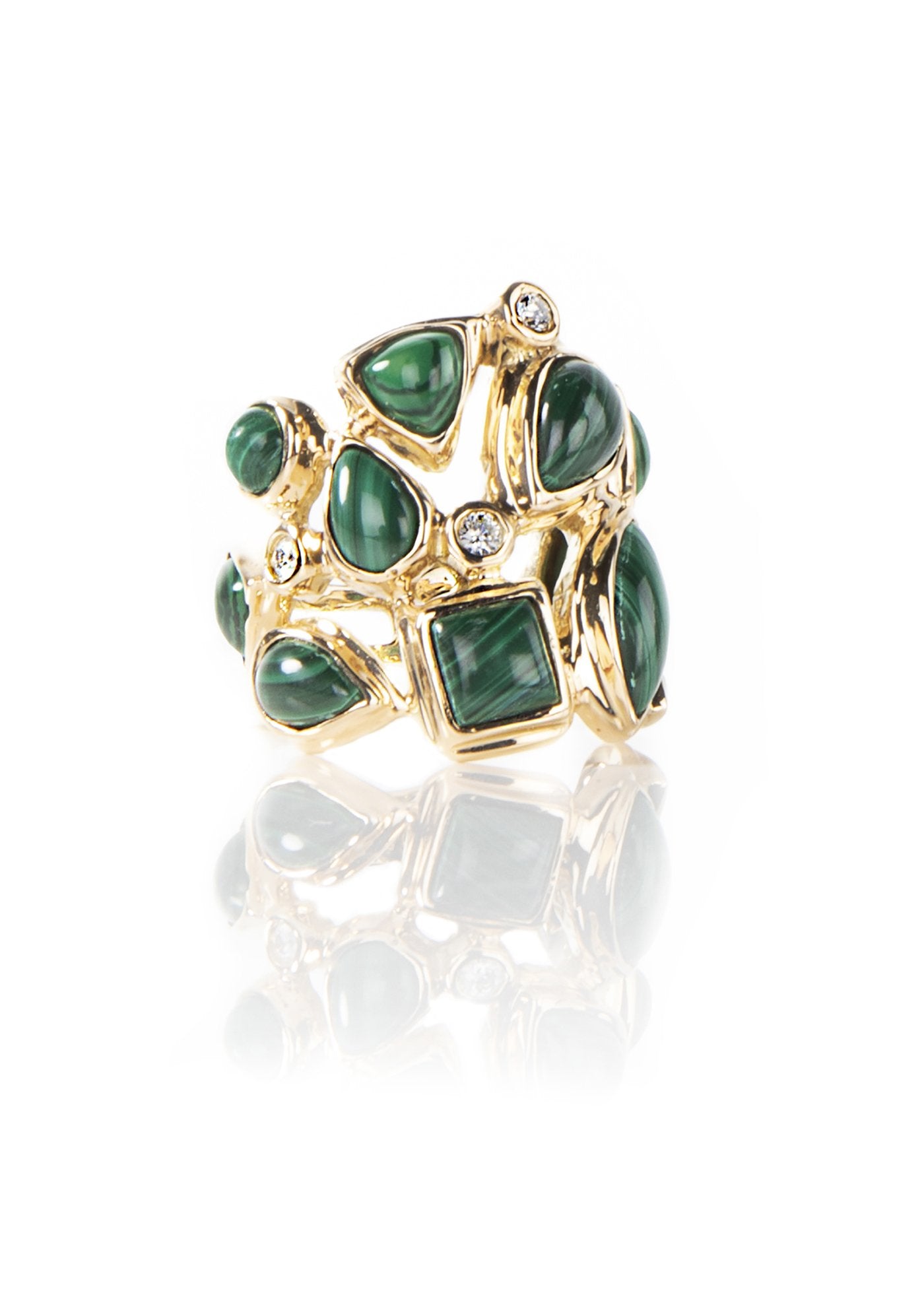 Malachite & Diamond 18k Yellow Gold Mosaic Cocktail Ring - Darby Scott