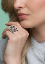 Model in Labradorite & diamond mosaic sterling cocktail ring - Darby Scott