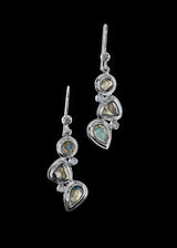 Labradorite diamond sterling earring mosaic 3 stone - Darby Scott