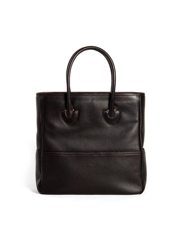 Back view Brown Leather Essex Tote - Darby Scott