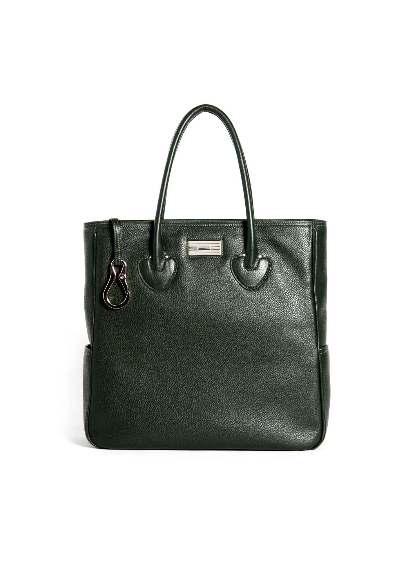 Front view of Dark Green Leather Essex Tote - Darby Scott