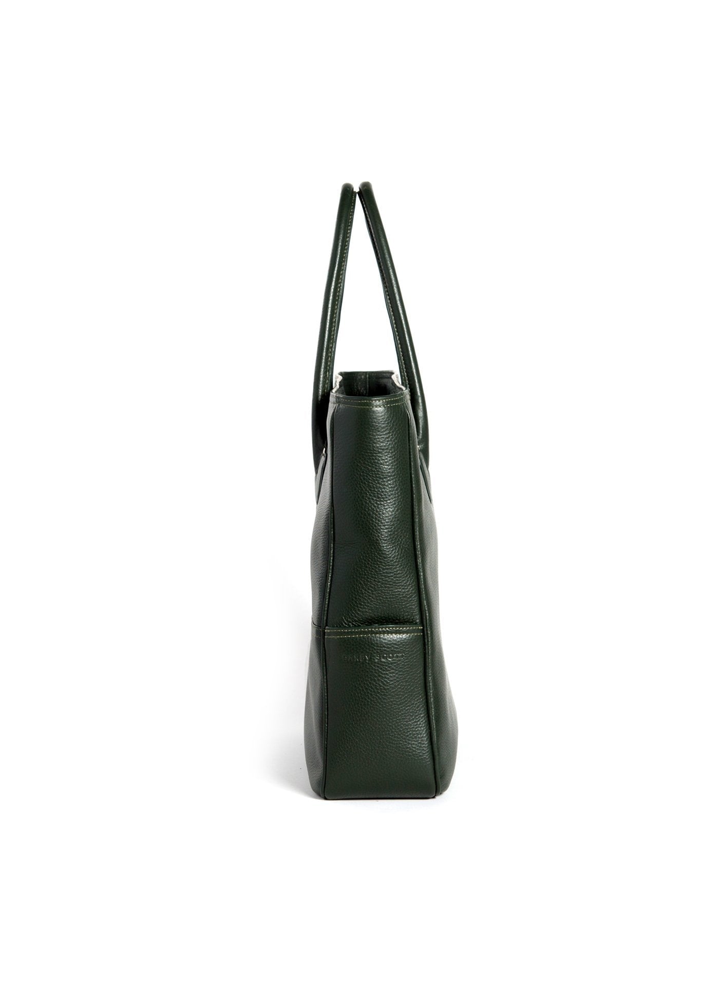 Side view of Dark Green Leather Essex Tote - Darby Scott