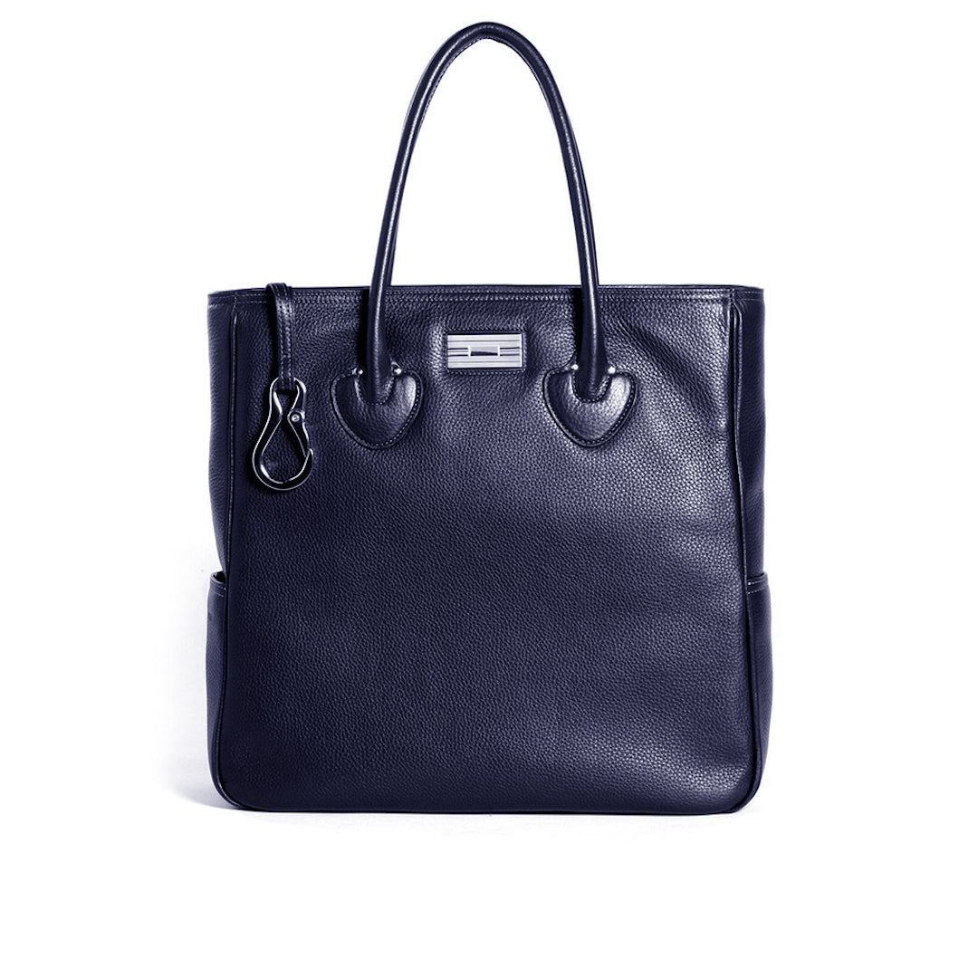 Navy Pebble Leather Essex Monogram Tote - Darby Scott