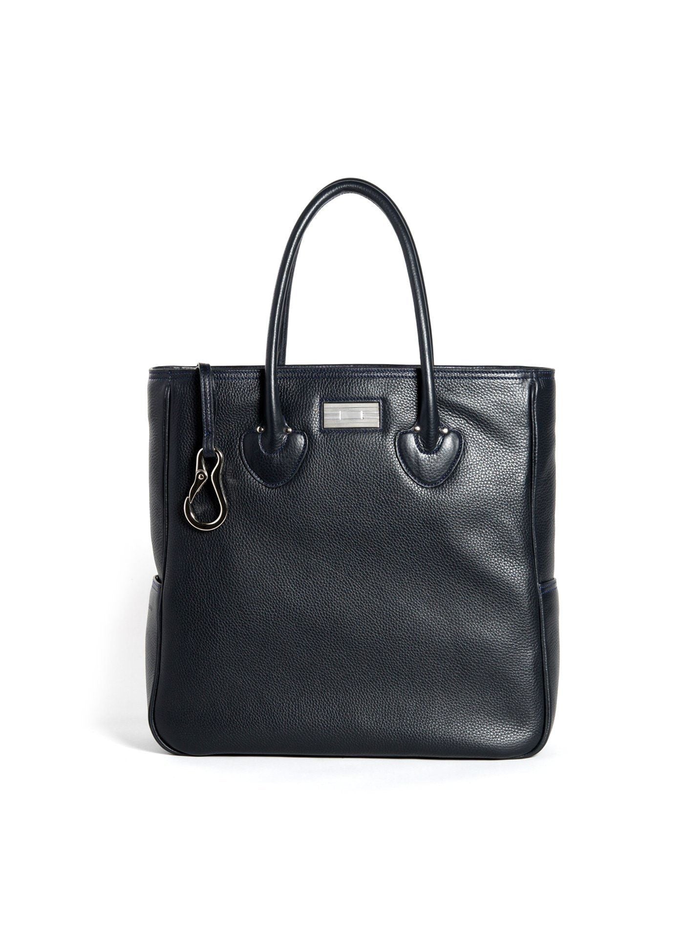 Navy Pebble Leather Essex Monogram Tote - Darby Scott