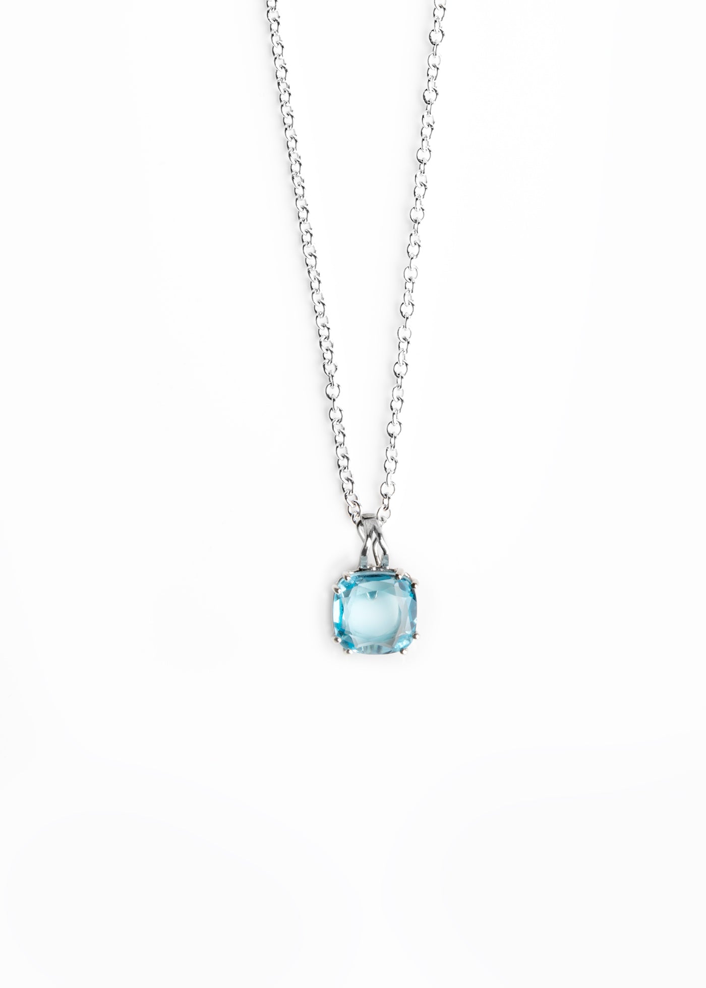 Light Blue Topaz 12mm Cushion Cut Pendant in Sterling Silver - Darby Scott