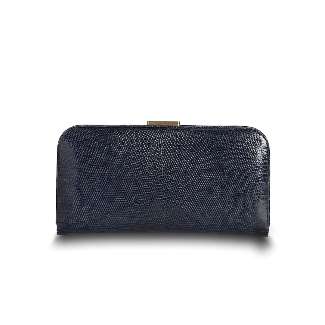 Front view of Navy Lizard Slide Lock Wallet - Darby Scott