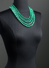Malachite graduated beads, five strand necklace on 14K yellow gold clasp - Darby Scott