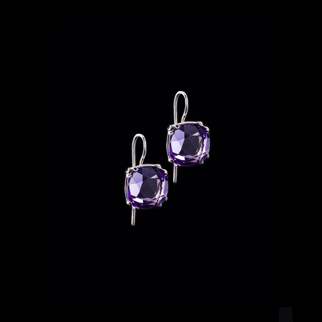 Cushion Cut Amethyst Earring in Sterling Silver - Darby Scott  