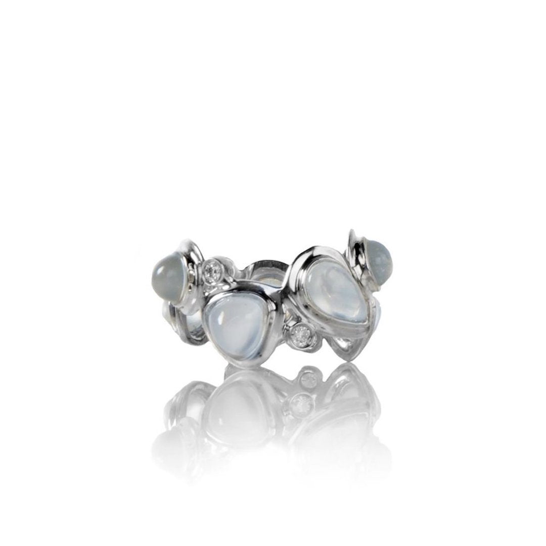 Moonstone and Diamond Mosaic Band set in Sterling Silver - Darby Scott