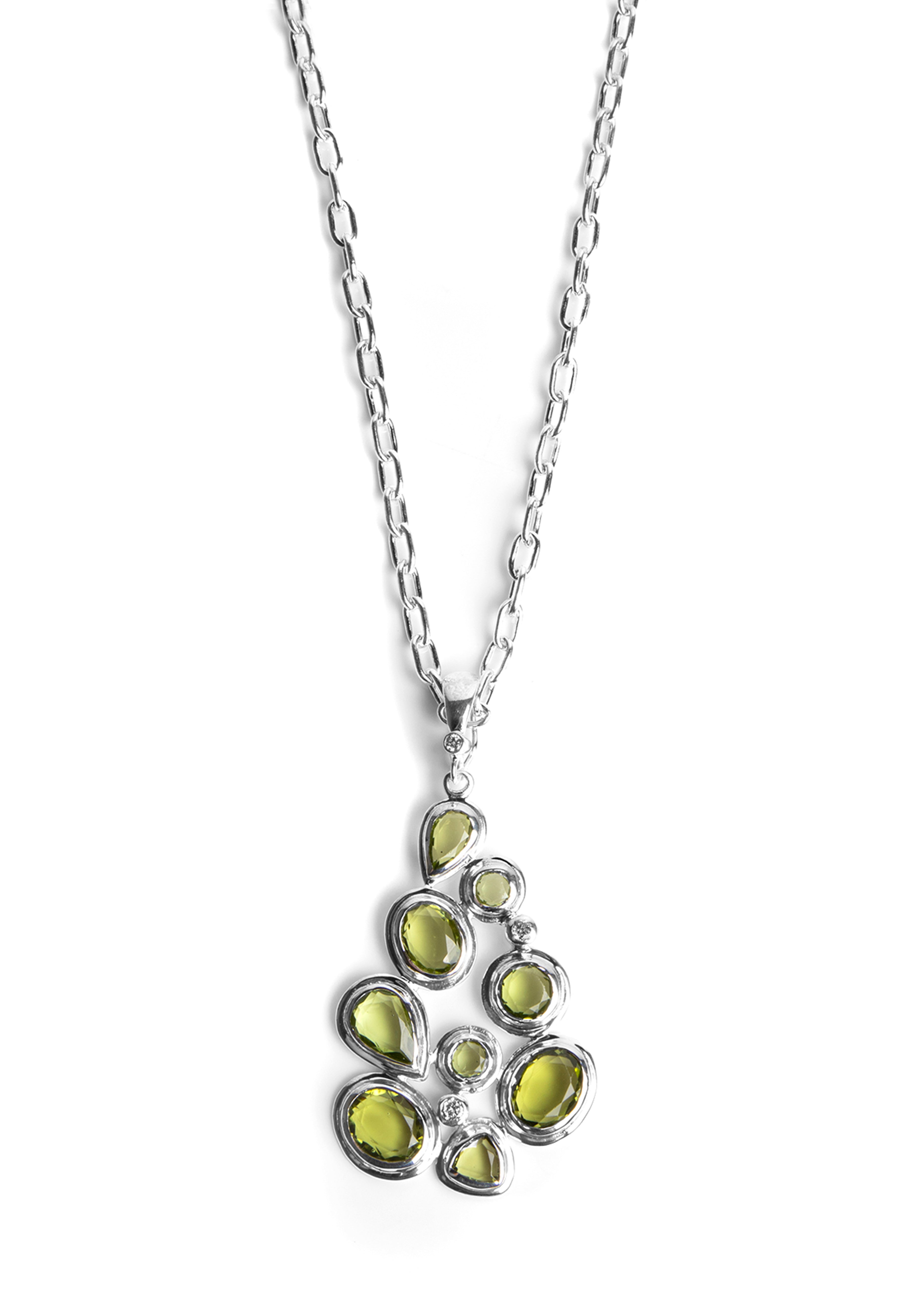 Peridot & diamond 9 Stone Mosaic Pendant - Darby Scott