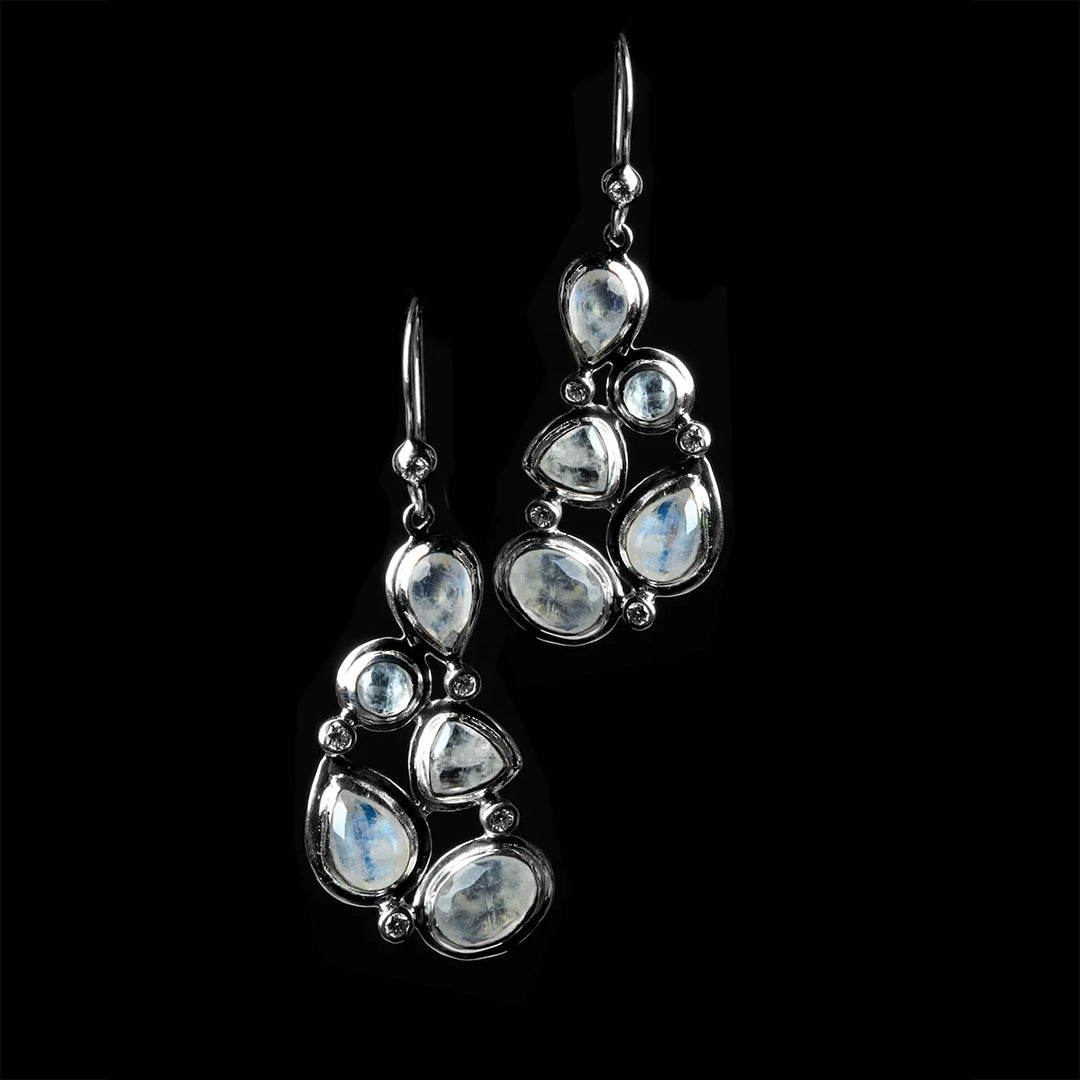 Mosaic 5 Stone Rainbow Moonstone Earrings - Darby Scott