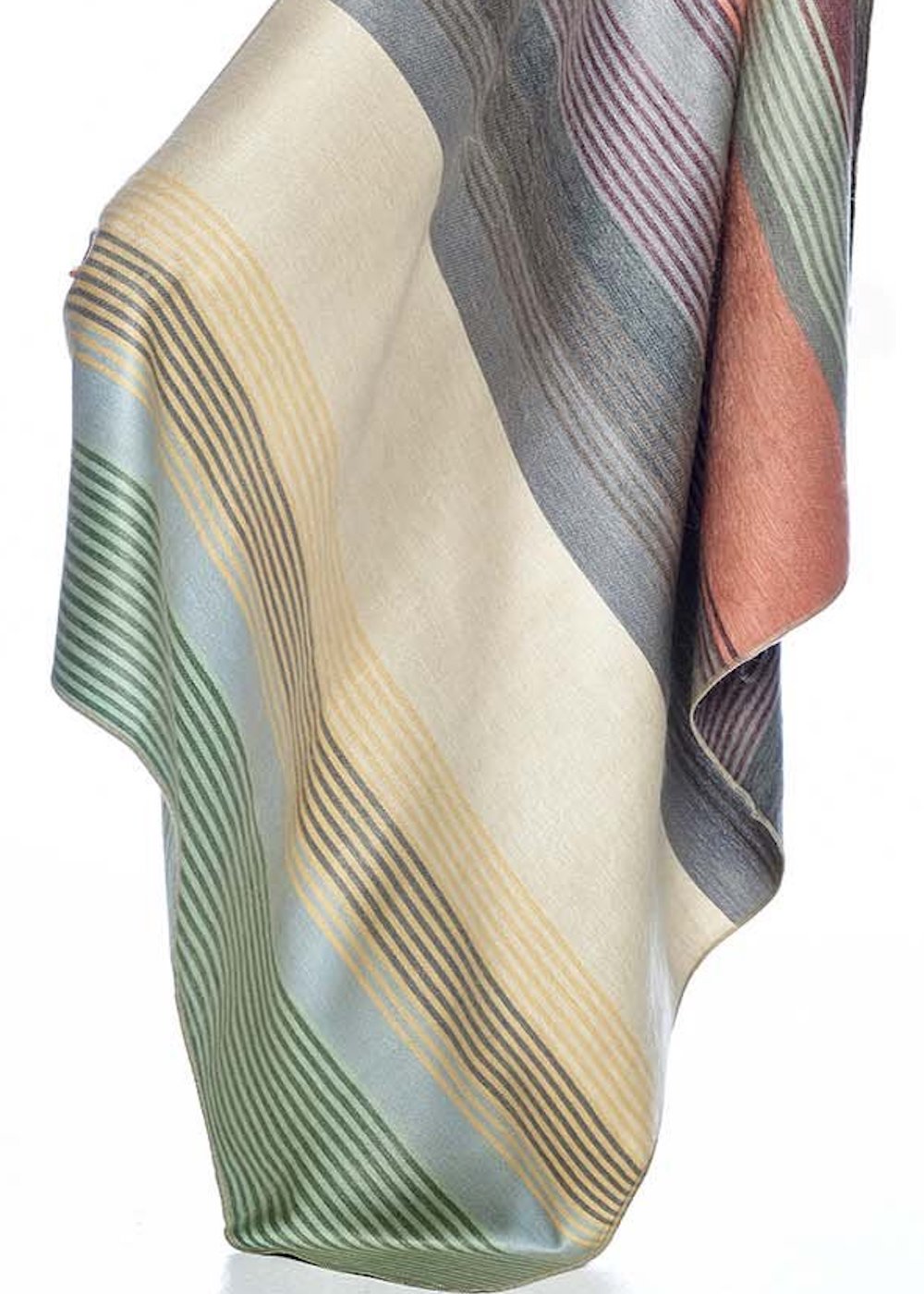 Multi-color striped alpaca throw blanket is soft autumnal shades