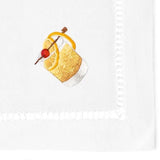 Detail Embroidered "Neat" Drink on Cocktail Napkin
