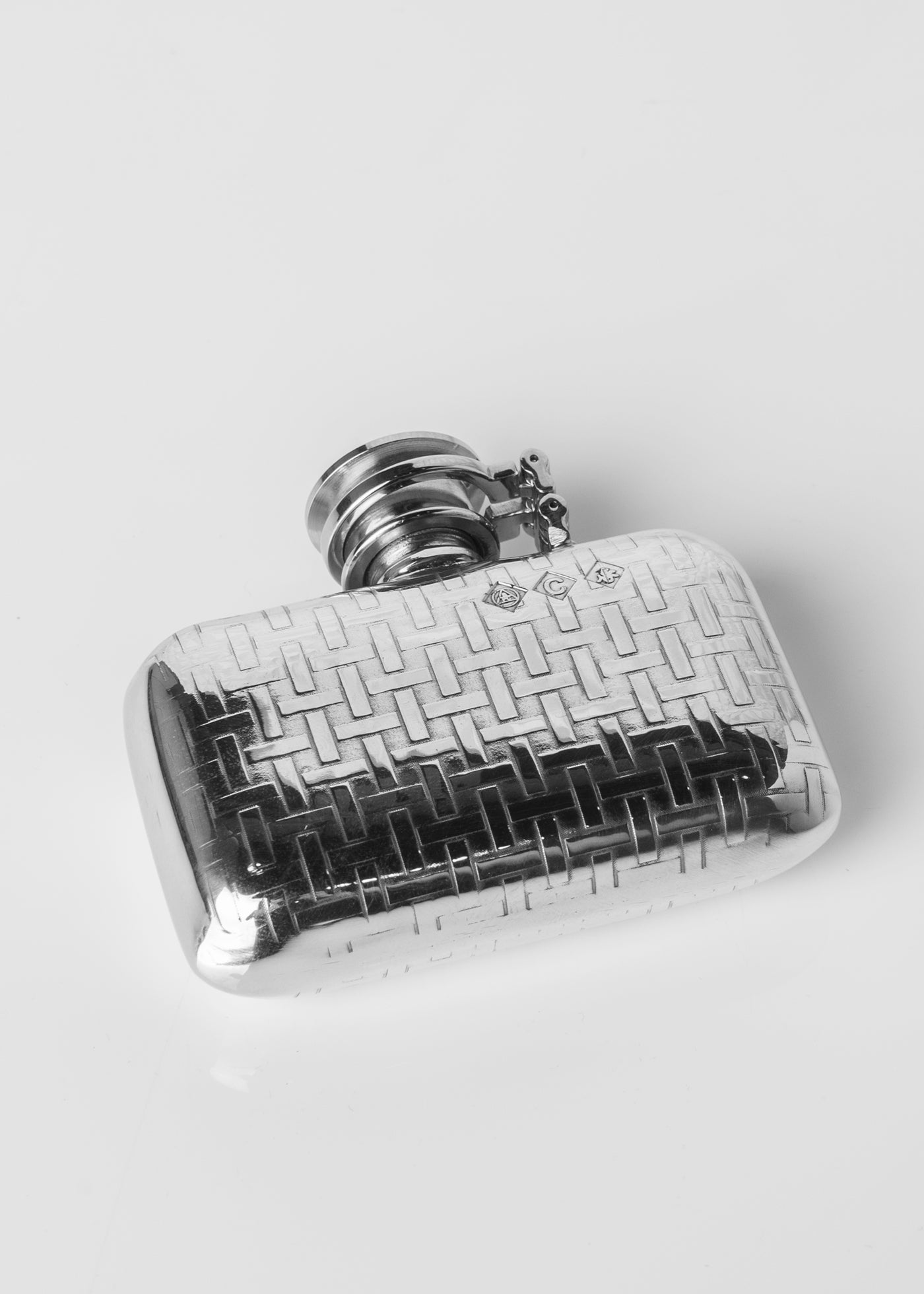 Pewter Mini Flask, Woven Pattern