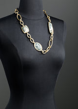 Ocean jasper chain link necklace brass - Darby Scott
