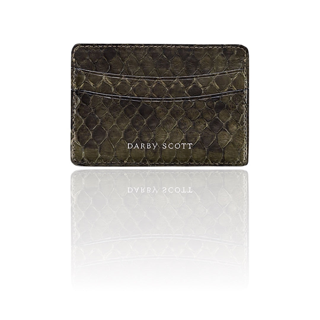 Olive Python Credit Card Case - Darby Scott