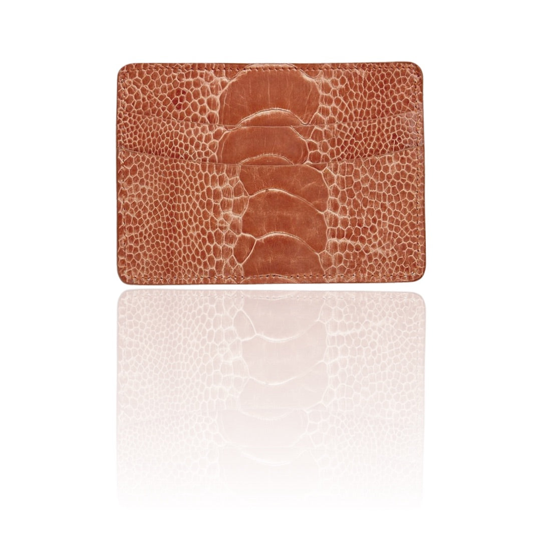 Terracotta Orange Ostrich Leg Credit Card Case - Darby Scott