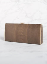 Bronze Ostrich Leg Box Wallet, Angled View - Darby Scott