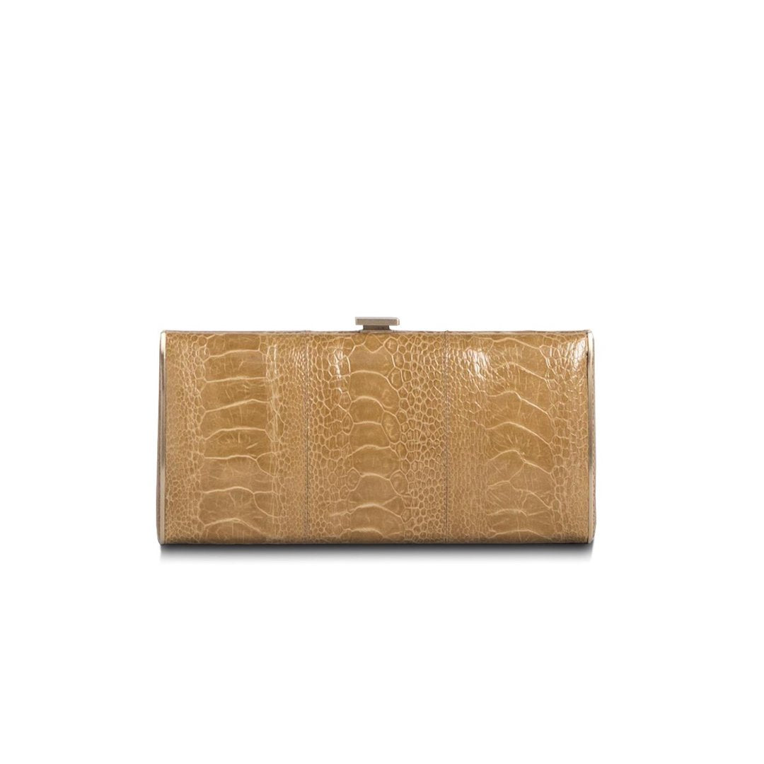 Cafe Ostrich Leg Box Wallet, Front View - Darby Scott