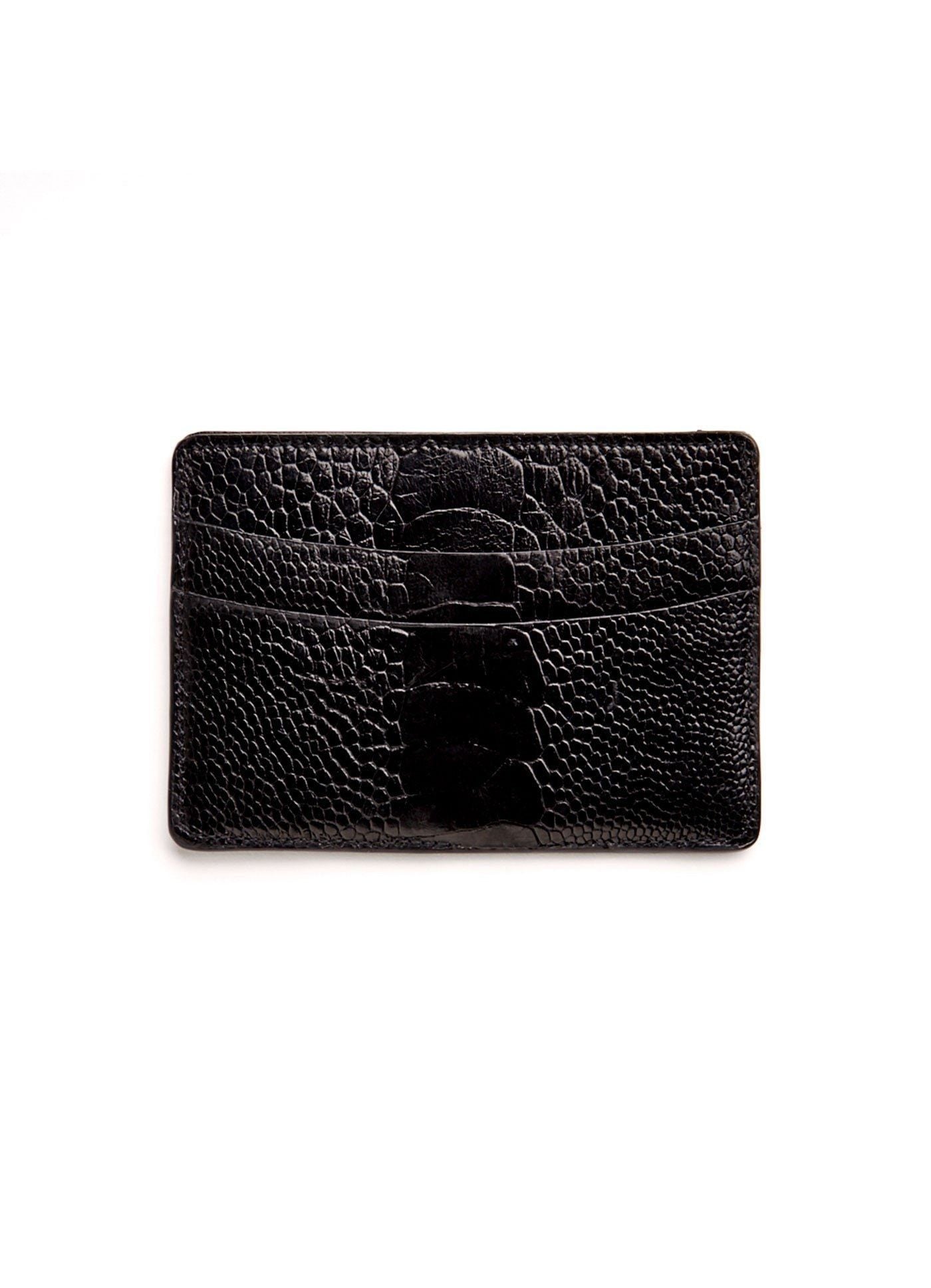 Black Ostrich Leg Credit Card Case - Darby Scott