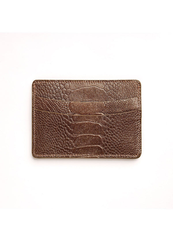 Bronze Ostrich Leg Credit Card Case - Darby Scott