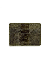 Back View Green Ostrich Leg Credit Card Case - Darby Scott
