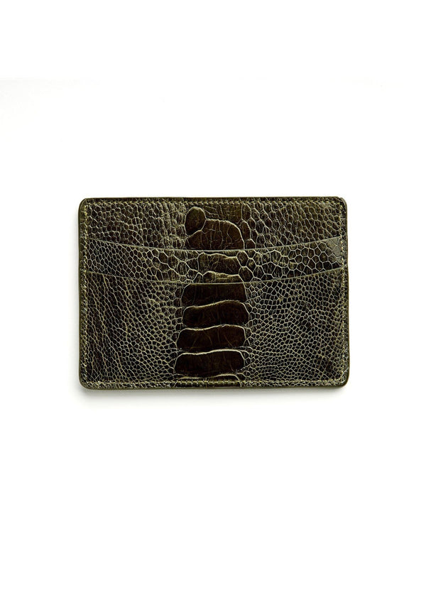 Green Ostrich Leg Credit Card Case - Darby Scott