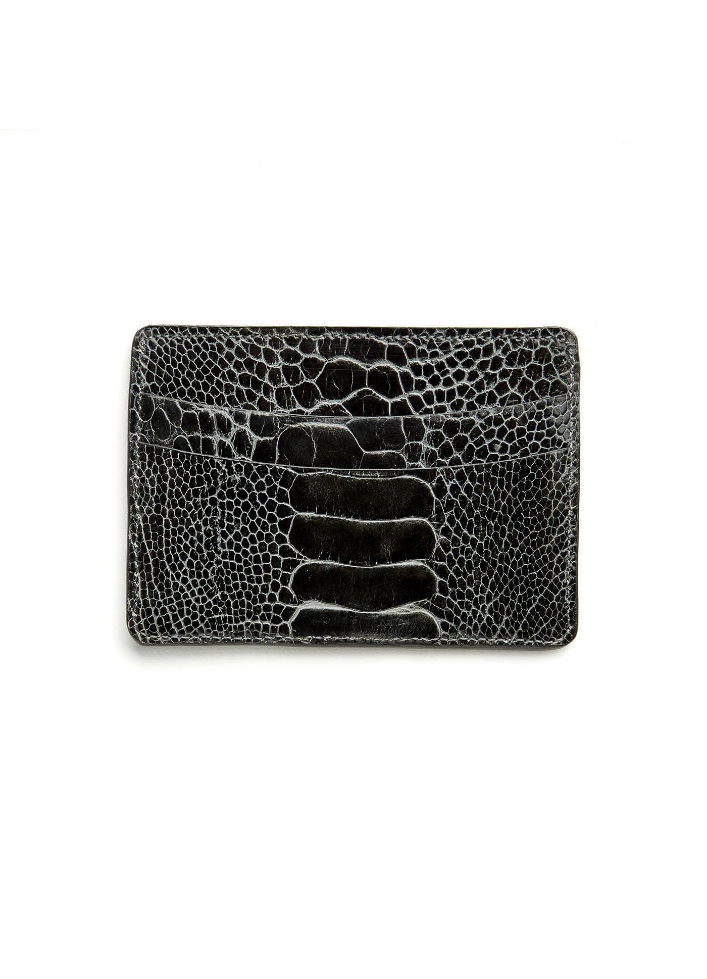 Grey Ostrich Leg Credit Card Case - Darby Scott