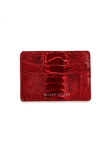 Back View Red Ostrich Leg Credit Card Case - Darby Scott