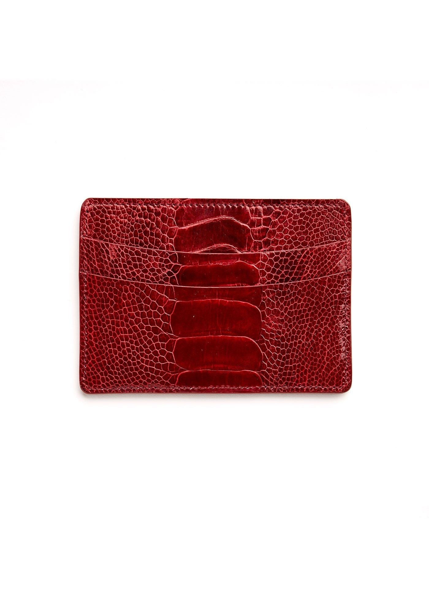 Red Ostrich Leg Credit Card Case - Darby Scott