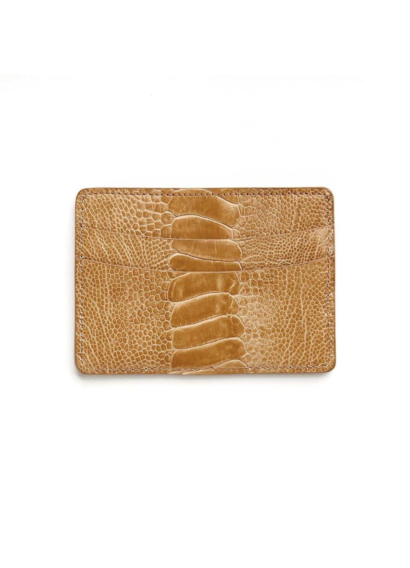 Tan Ostrich Leg Credit Card Case - Darby Scott