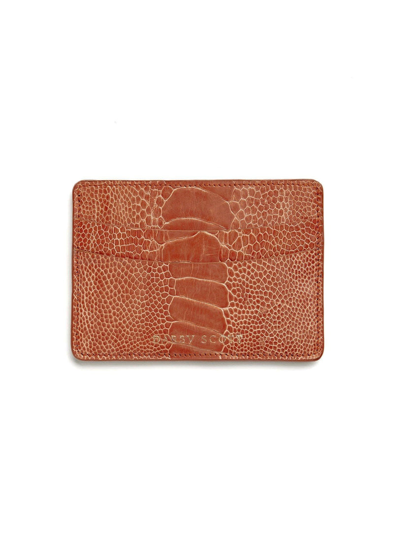 Back View Terracotta Orange Ostrich Leg Credit Card Case - Darby Scott