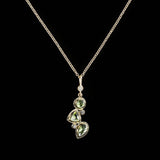 Peridot diamond 14K gold necklace mosaic 3 stone - Darby Scott